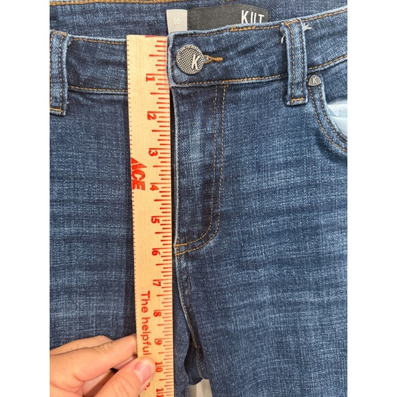 Kut From The Kloth Amy Straight Jeans Women's Size 10 Blue Denim Cuffed Cropped - Picture 8 of 10